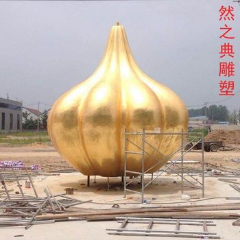 金属无花果雕塑厂家-广场标识建筑-不锈钢无花果雕塑安装