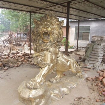 訂做體育銅獅子雕塑制造-街景小品-現代銅獅子雕塑