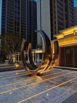 戶外豪華大氣圓環(huán)景觀雕塑售樓部園林景觀雕塑定制