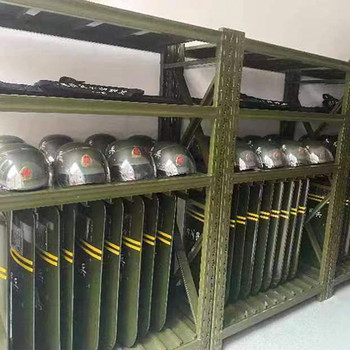 物資盾牌置物架帶輪子消防器材軍綠色貨架廠庫房多層倉儲貨架