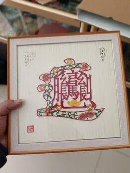 西安皮影福字鏡框陜西BiángBiáng面皮影藝術(shù)字桌擺
