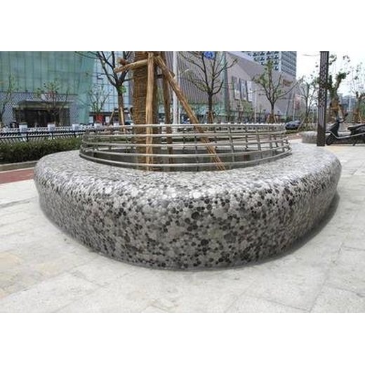 白色泰克石花壇，清水混泥土景觀(guān)圓形樹(shù)池坐凳材料南寧供貨商