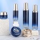 藍(lán)色漸變直圓瓶化妝品玻璃瓶120ml按壓乳液瓶膏霜分裝瓶精華液瓶