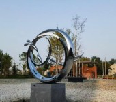 江苏鱼群跃圆环-不锈钢镜面雕塑园林景观雕塑定制