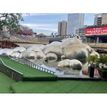 不銹鋼泡泡云朵水景雕塑不銹鋼園林景觀雕塑