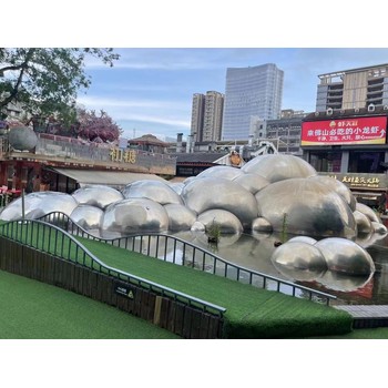 不銹鋼泡泡云朵水景雕塑不銹鋼園林景觀雕塑