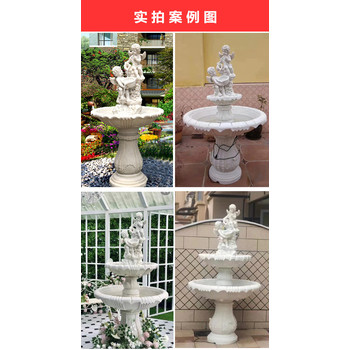 歐式噴泉圖片仿石雕天使噴泉雕塑砂巖歐式流水噴泉