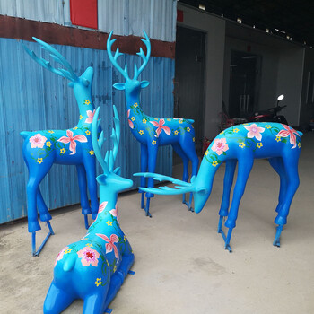 玻璃卡通動(dòng)物雕塑戶(hù)外仿真抽象鹿擺件園林景觀梅花鹿雕塑