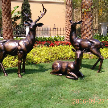 玻璃鋼仿古銅動物仿真梅花鹿雕塑擺件戶外景觀抽象鹿雕塑