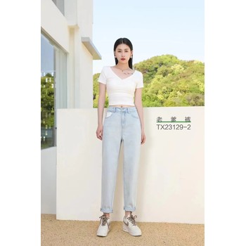 玉立佳人夏季牛仔褲專柜品牌女褲庫(kù)存折扣女褲尾貨