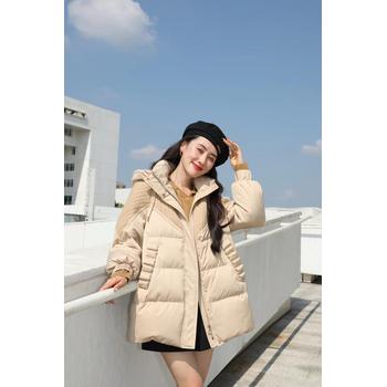 京派羽絨服品牌雪典女裝冬季加厚白鴨絨女裝折扣貨源