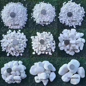 忻州定襄縣庭院白石子鋪路白色水磨石子洗米石白卵石金剛砂生產(chǎn)廠家