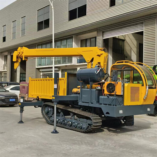 液壓自卸履帶隨車吊5噸爬山虎運輸?shù)踯嚶膸к嚰友b吊機