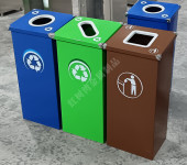广州三色不锈钢分类垃圾桶投放点广东出口贸易金属果皮箱