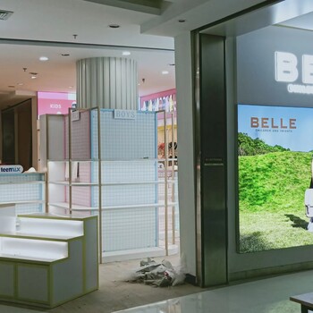 淄博展柜加工廠、定制商場烤漆展臺(tái)展架展示柜、定制門頭烤漆貨架