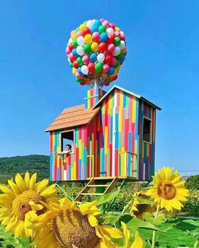 網(wǎng)紅氣球小屋飛屋環(huán)游記七彩戶(hù)外防腐木小木屋