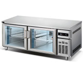 冰立方玻璃门工作台二门冷藏操作台冰箱1.5米商用平台冷柜
