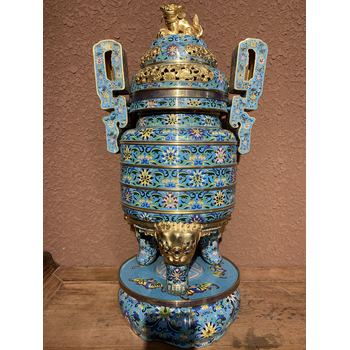 景泰藍擺件香爐裝飾，景泰藍花瓶銅胎掐絲琺瑯工藝品