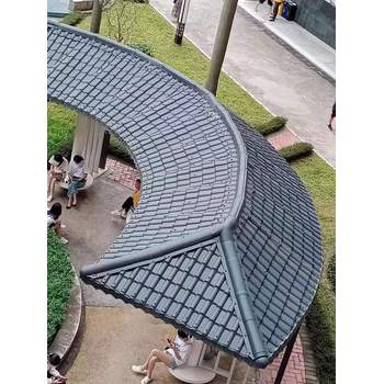 樹脂瓦平改坡屋面蓋頂瓦仿古一體瓦雙面圍墻瓦