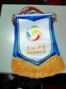 西安五光十色彩旗幟定制仿古紅黃梭邊貢緞旗子設(shè)計