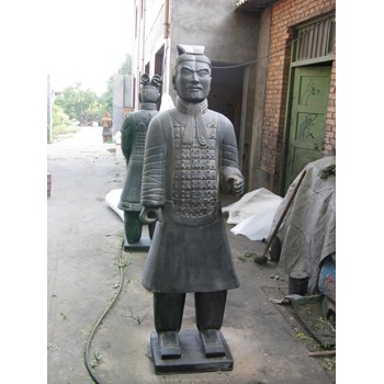 陜西陶土兵馬俑仿古秦始皇銅車馬文/武官俑工藝擺件有售