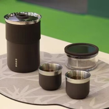 批發(fā)西安純鈦溫顯杯蘇泊爾雙層鈦配茶葉罐鈦茶漏禮盒裝