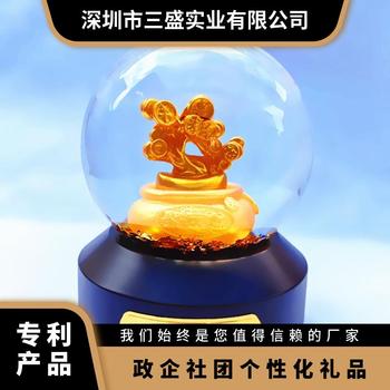 金属工艺品厂家批发新潮创意礼品金钱树金箔水晶球个性化新礼物