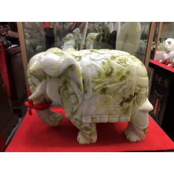 西安玉雕小象擺件藍(lán)田玉石貔貅天然菜玉藍(lán)田牛擺件