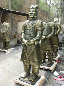 西安臨潼兵馬俑陶俑工藝品秦俑像落地擺件銅車(chē)馬車(chē)模型批發(fā)