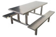 304不锈钢食堂餐桌连体结构长条形设计可给多个人使用