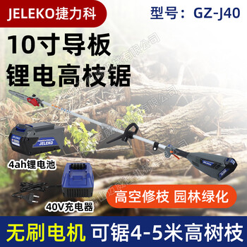 捷力科GZ-J40高枝鋸40V鋰電無(wú)刷修枝鋸10寸導(dǎo)板園林綠化高空剪