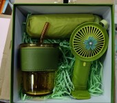 西安商务伞配咖啡杯礼盒装，一把折叠遮阳伞，迷你风扇组合装