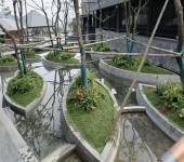 上海徐汇区公园白色泰科石树池花坛艺术混凝土坐凳包施工