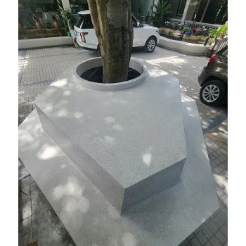 上海宝山区灰色泰科石异形坐凳泰科石树池花坛安装设计