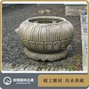 老式石雕水缸庭院石頭水缽魚缸庭院景觀擺件