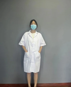 定制白大褂印logo字透氣長短袖食品藥店學(xué)生化學(xué)實(shí)驗(yàn)服醫(yī)護(hù)工作服