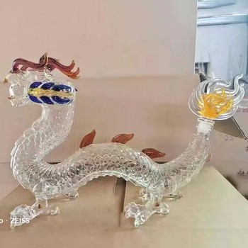 河間華企手工藝酒瓶十二生肖龍鳳酒瓶玻璃工藝泡酒瓶包裝