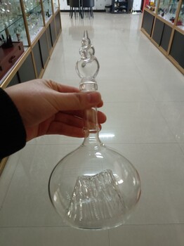 河間華企吹制玻璃酒瓶蹲山瓶燈泡瓶子高硼硅玻璃工藝泡酒瓶500ml