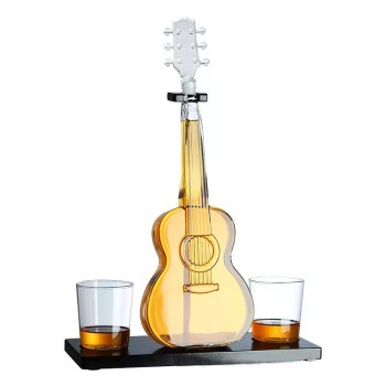 河间华企吹制玻璃酒瓶高硼硅玻璃酒瓶吉他造型酒瓶包装1000ml