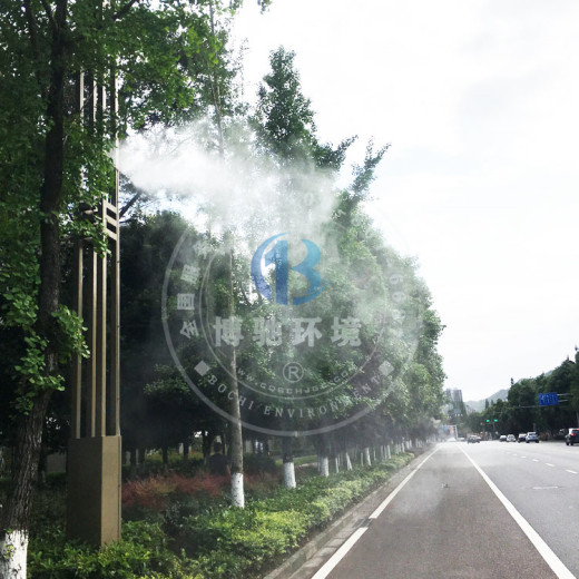 重庆道路喷淋/路灯喷雾降尘降温/博驰喷雾设备，响应环保