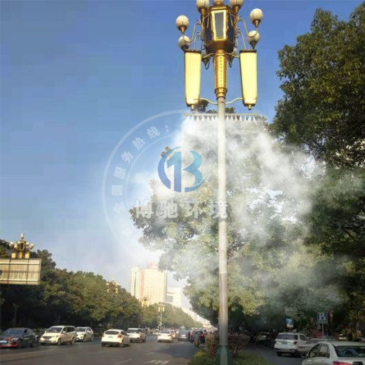 贵州铜仁路灯喷雾除尘-马路上会喷雾的灯杆-雾喷雾化除尘器