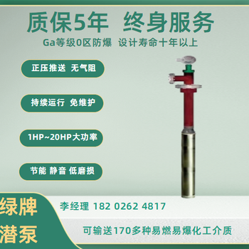 綠牌YQYB罐內(nèi)化工廢液潛污泵Ga等級(jí)防爆