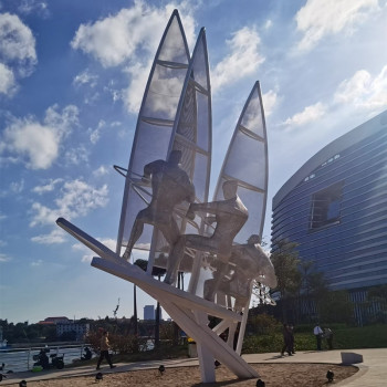 精选艺术帆船雕塑制作-帆船雕塑定制-镜面效果供给