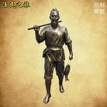 空間漁翁雕塑制造廠家-街頭雕塑-香港拉絲漁翁雕塑