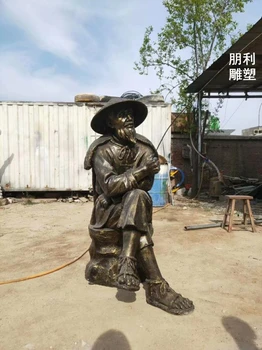 空間漁翁雕塑制造廠家-街頭雕塑-香港拉絲漁翁雕塑