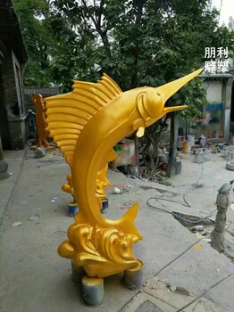 抽象劍魚雕塑制作-鋼管組合-湖南電鍍劍魚雕塑