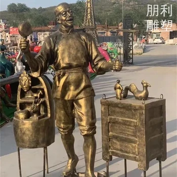 景區(qū)叫賣雕塑供應(yīng)商-花園小品-新疆叫賣電鍍雕塑