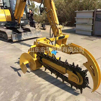 宏蘋銷售挖掘機(jī)開溝機(jī)線路鋪設(shè)液壓開溝機(jī)合金鏈齒開槽機(jī)