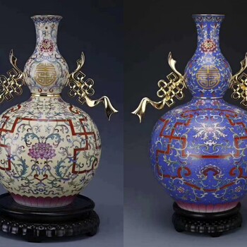 劉永森、陽士琦大師創(chuàng)作萬壽連延葫蘆琺瑯雙絕瓶轉(zhuǎn)心瓶