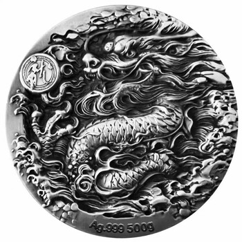 朱熙華大師創(chuàng  )作2024高浮雕龍年生肖大銀盤(pán)